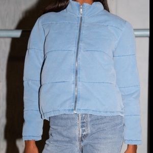 Brandy Melville/John Galt Blue Macy Corduroy Puffer Jacket